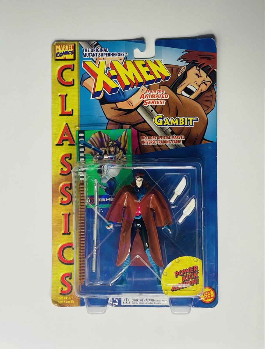 Channeling peak 90s vibes with this sealed Toy Biz Animated Series Gambit! Power Kick action + that iconic brown trench coat = chef's kiss 🃏✨