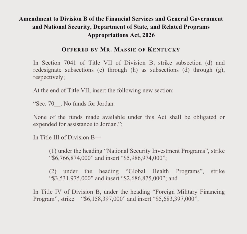 This week I could save taxpayers $6.9 billion dollars with three amendments I have submitted to cut foreign aid from the spending bill:

one saves $3,300,000,000 from Israel
one saves $2,100,000,000 from Jordan
one saves $1,500,000,000 from Egypt