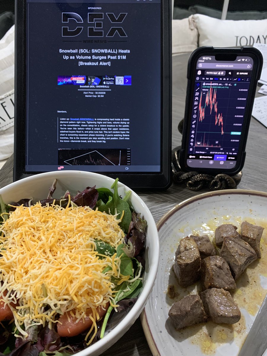 Late Night Snack: Steak, Salad, & $SNOWBALL on Solana! 😀🥩🥗☃️ #SOLANA  #SNOWBALL #SOL #CRYPTO $SOL #Cryptocurrency #DEX #Bitcoin The Not-So Secret  Ingredient is EXTRA Kerrygold Salted Irish Butter — Yum! 🧈 [SPONSORED -