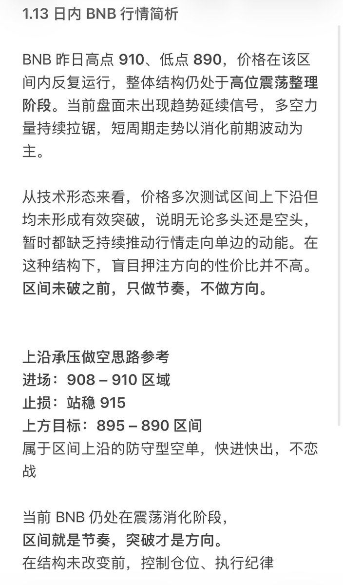 BTC66k's tweet photo. 2026 1.13 BNB日内思路 https://t.co/fpzwlPlOor