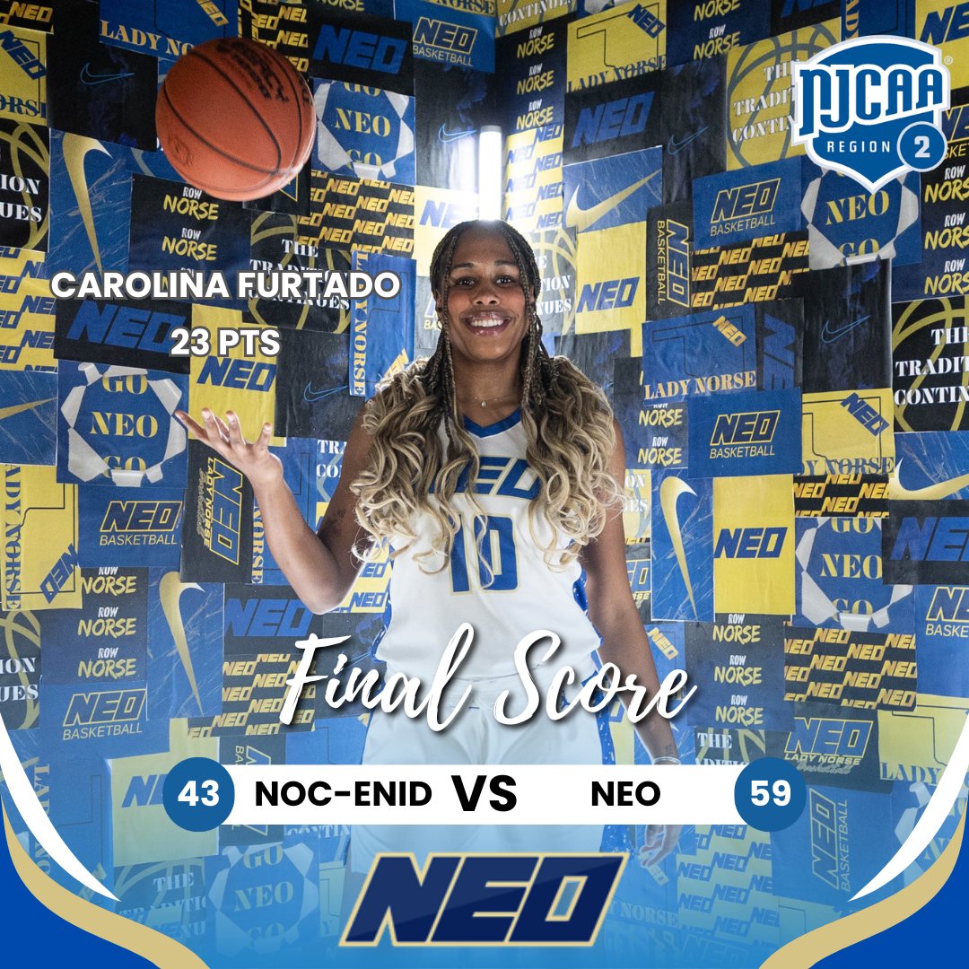 NEO_WBBall's tweet photo. Final Score from Enid! #rownorserow #gogoneo #njcaascores #region2 https://t.co/qtUPLvERxs