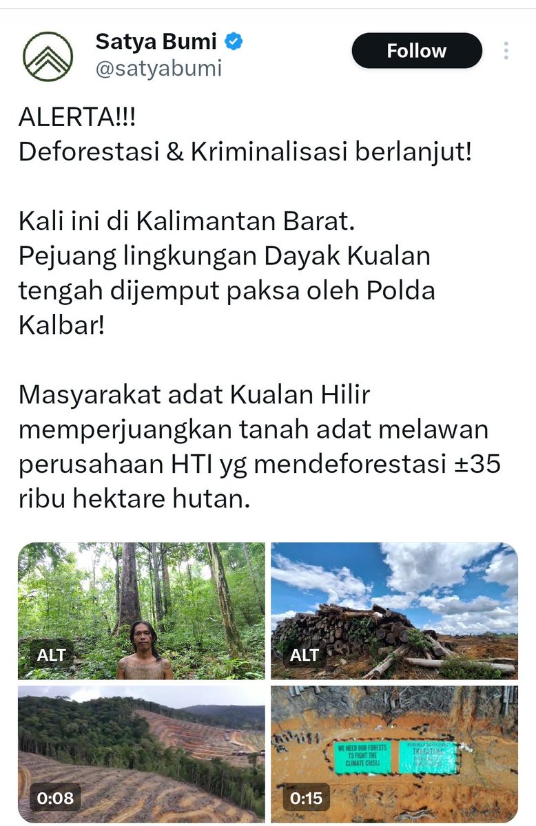 <a href="/SammiSoh/">Pemerhati Hukum Emperan</a> <a href="/dewi_darmawati/">#TT Dewi Darmawati 🇮🇩🇮🇩🇮🇩🇮🇩🇮🇩</a> Warka Kalimantan harus bersatu lawan kriminalisasi usir orang orang yg ingin merusak hutan