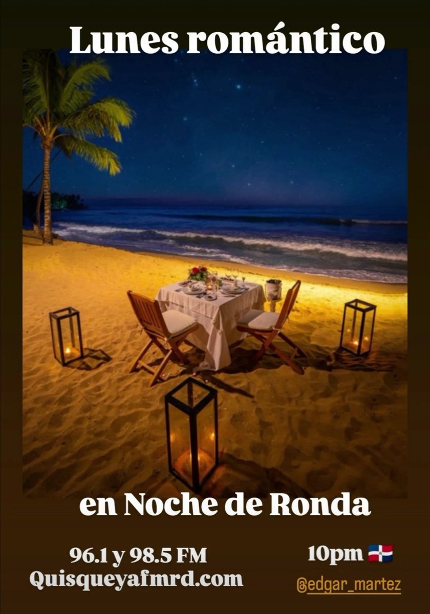 Prometemos muy buena música para iniciar esta semana. Sintoniza Noche de Ronda. 10pm por Quisqueya FM.