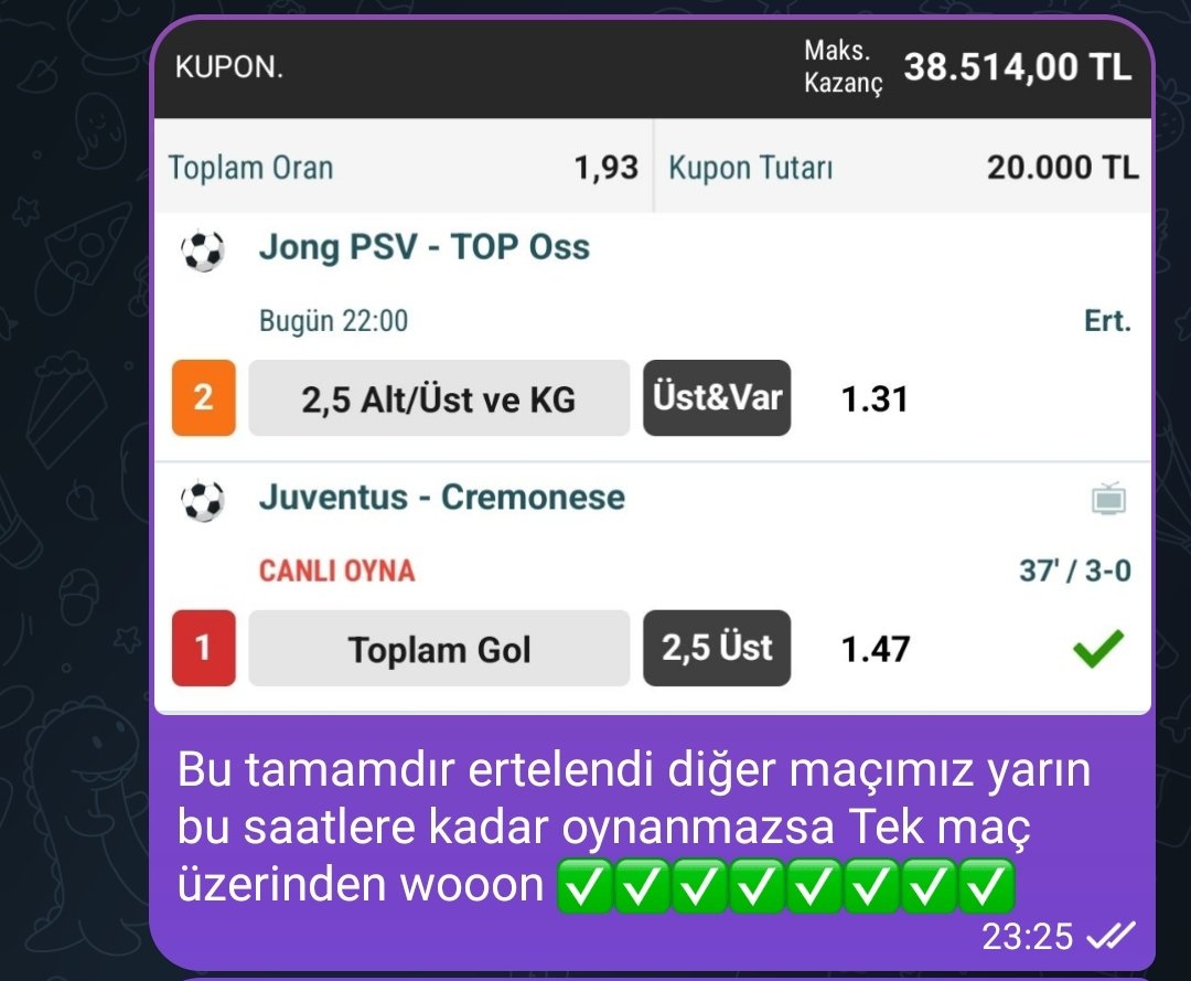 VİP ÜYELİK BİLGİSİ İÇİN İLETİŞİME GEÇEBİLİRSİNİZ.

#iddaatahmin #iddaakazandirir #bahistahminleri #bankotahmin #güntahmini #kesintahmin #bahisanalizi #futboltahminleri #kuponpaylaşımı #iddecihergun #bahiskuponu #bankokupon #sürpriztahmin #güntakip