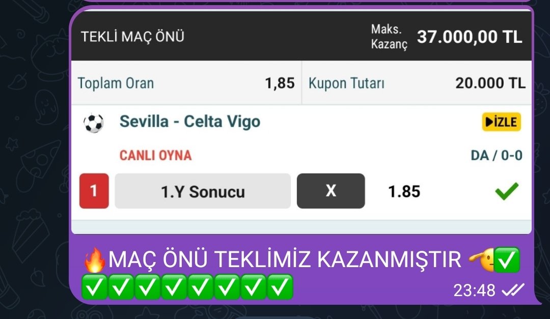 VİP ÜYELİK BİLGİSİ İÇİN İLETİŞİME GEÇEBİLİRSİNİZ.

#iddaatahmin #iddaakazandirir #bahistahminleri #bankotahmin #güntahmini #kesintahmin #bahisanalizi #futboltahminleri #kuponpaylaşımı #iddecihergun #bahiskuponu #bankokupon #sürpriztahmin #güntakip