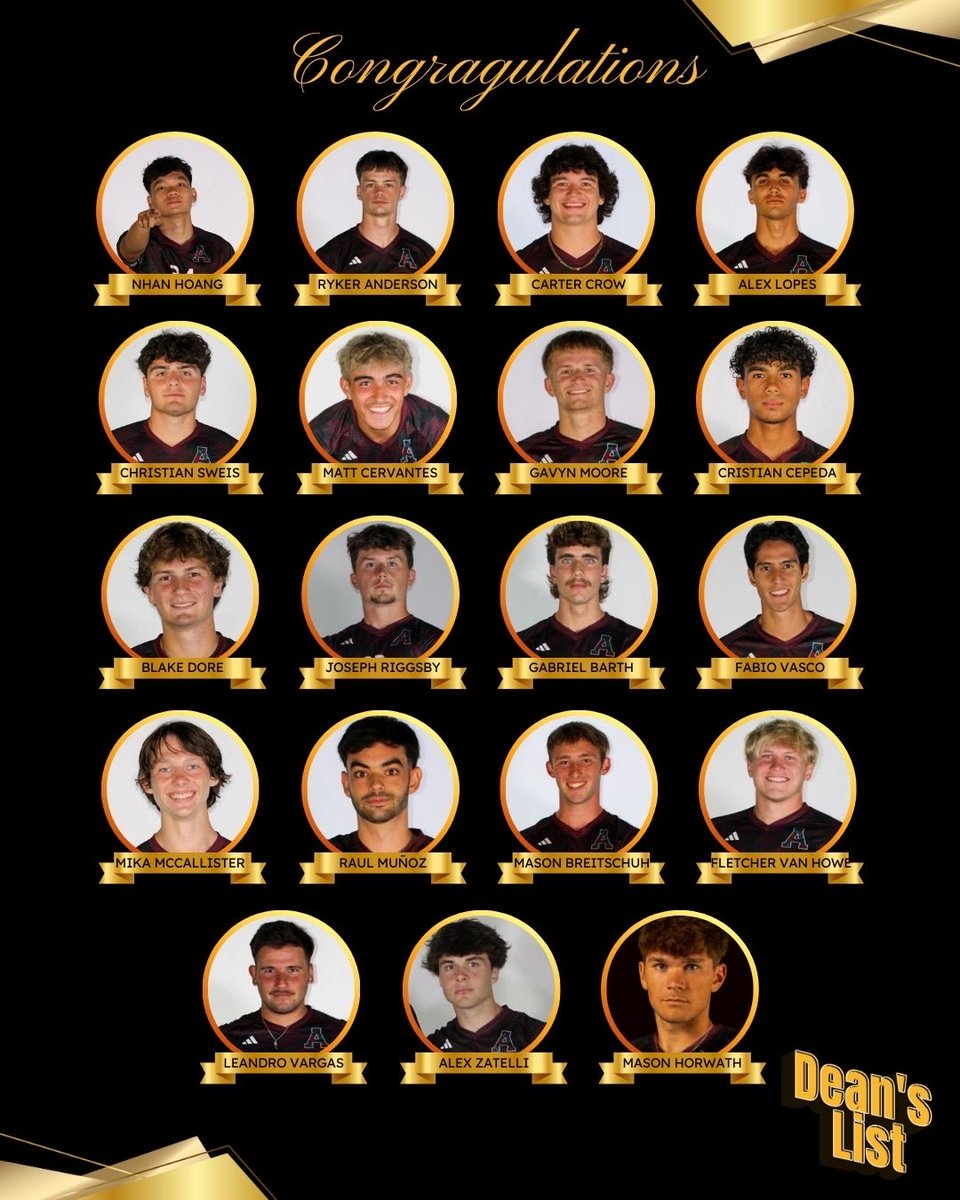 Congratulations to the 19 players who made the deans list for the fall 2025 maintaining a 3.5GPA or higher. Always ensuring the balance between soccer and academics during a busy soccer season. #smartscots #almacollegemenssoccer