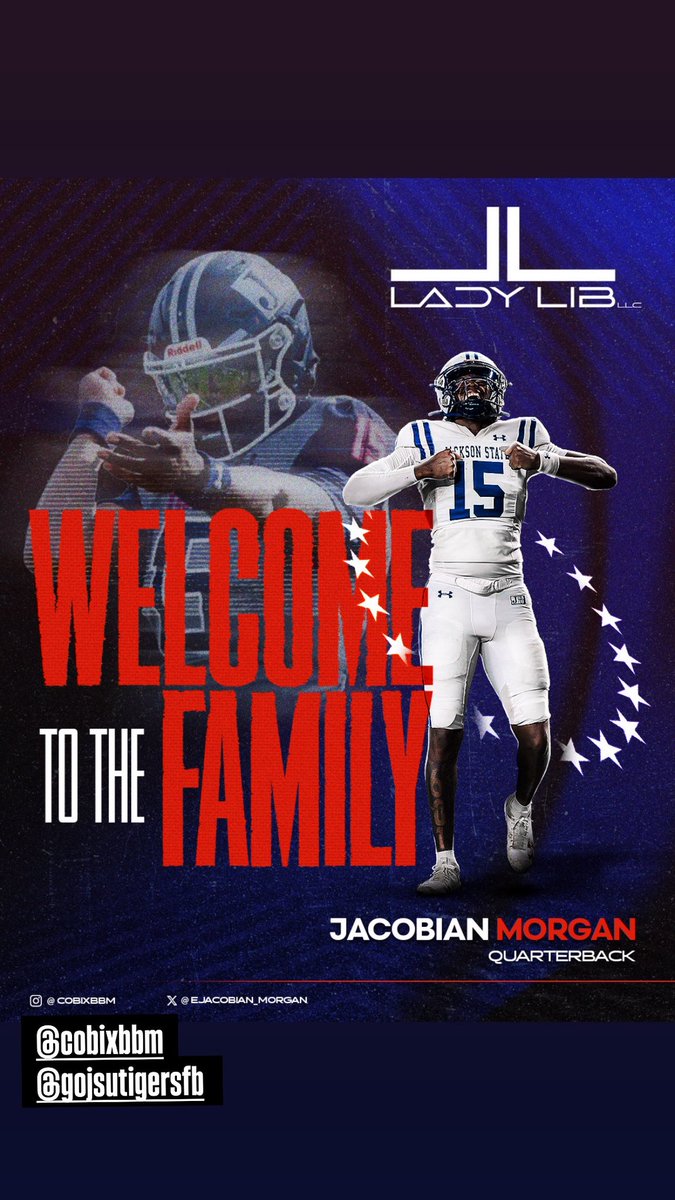 Welcome to the Lady Lib Family, QB JaCobian Morgan! <a href="/jacobian_morgan/">JaCobian Morgan</a> <a href="/gojsutigersfb/">Jackson State Football</a> #football #swac #hbcu