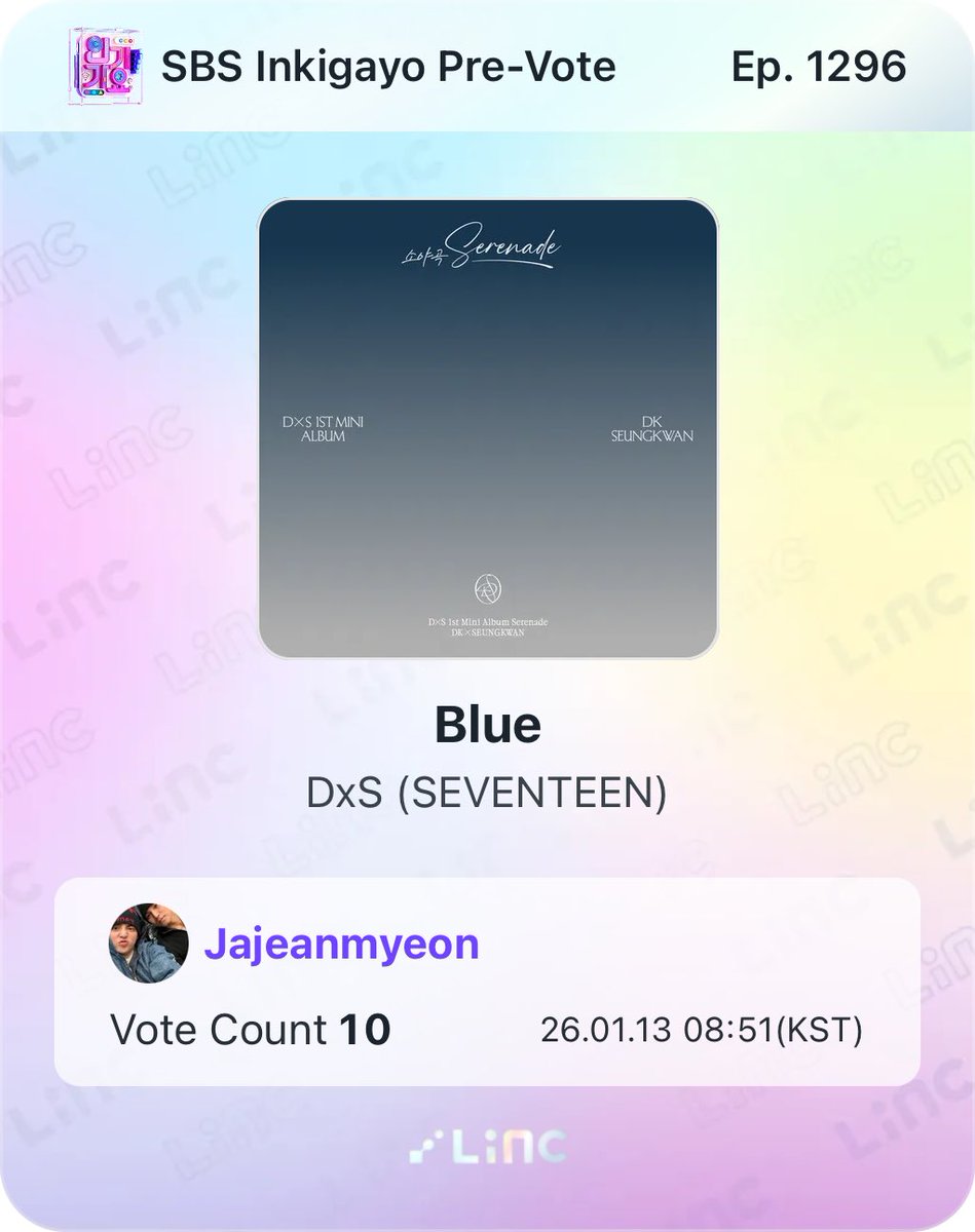 jajeanmyeon's tweet image. 📢IF YOU SEE THIS, PLS RETWEET‼️

OPEN YOUR LINC APP AND VOTE FOR  Dokyeom x Seungkwan “Blue”

🗓️ Jan 12 - Jan 16 11:59pm (KST)

🗳️A vote requires 30 Fan points (you can vote up to 10 times per day) 

DxS SERENADE OUT NOW 
#도겸승관_캐럿을향한_세레나데_소야곡
#DxS_BLUE_Serenade…