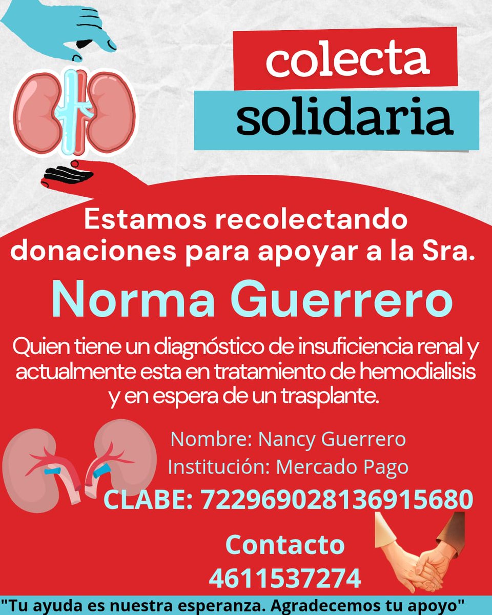 Buenas tardes a tod@s esperando no molestar, con el corazón en la mano les pido que compartan Norma es mi mamá su tratamiento es muy caro no tengo las posibilidades y estamos pidiendo ayuda. De corazón gracias...