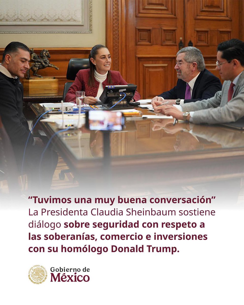 La Presidenta Claudia Sheinbaum sostuvo este martes una llamada con el Presidente estadounidense Donald Trump, en la que abordaron la relación bilateral desde una perspectiva de respeto mutuo.