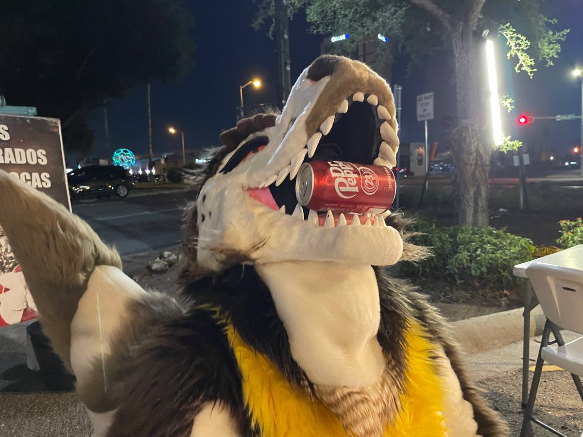 Is #FursuitMonday a thing??? Too bad!! Dr pepper dinosaur!!!!