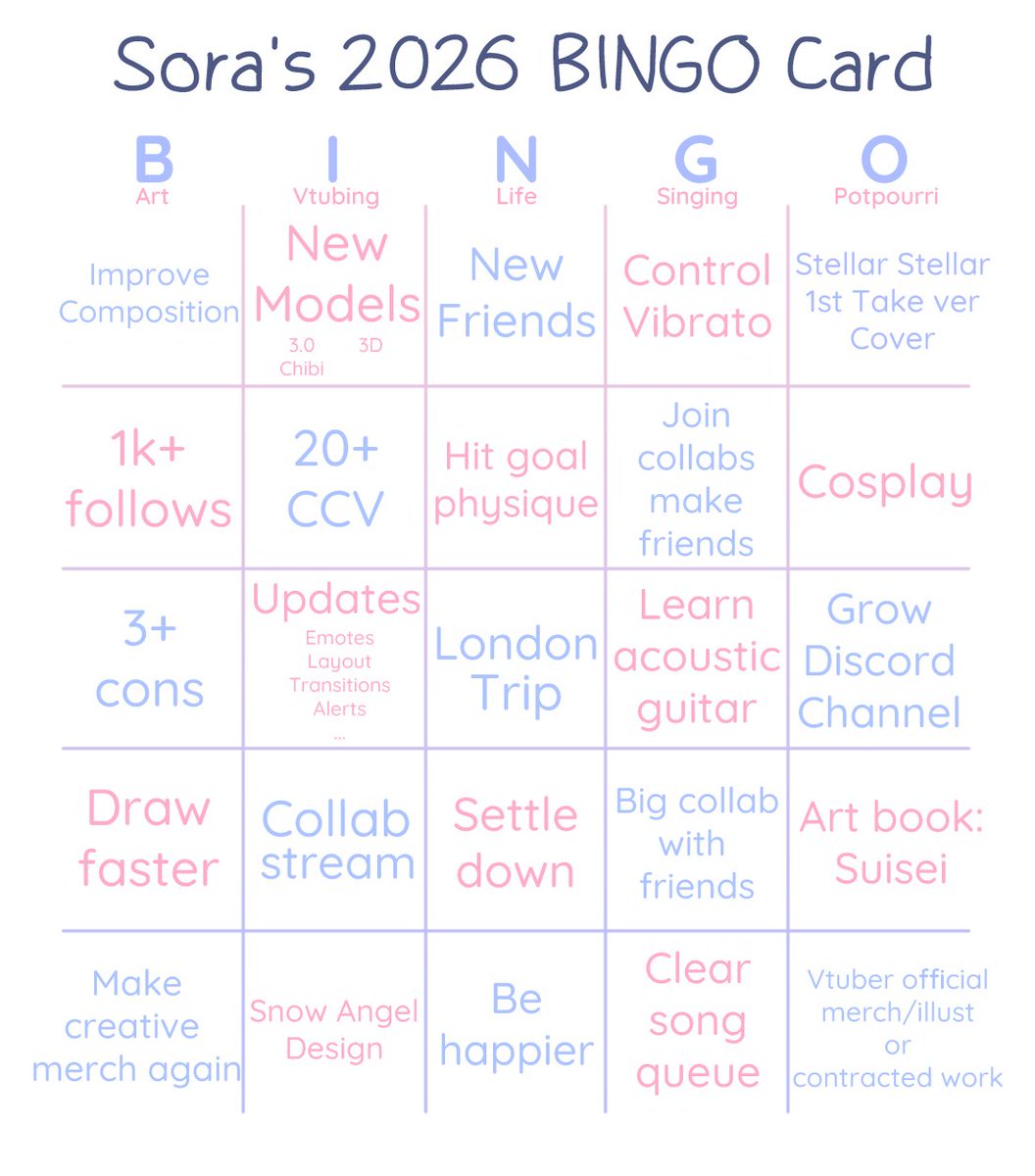 2026 Bingo Card, let's go🌸❄️