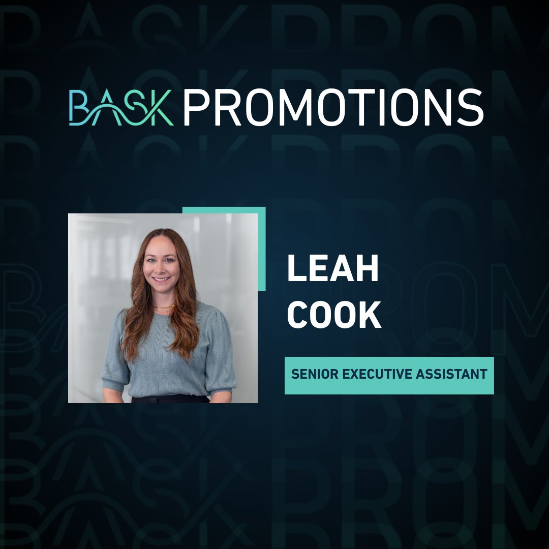baskdigital's tweet image. Congrats to Leah Cook on her promotion to Senior Executive Assistant! Leah is the core of our office and plays a key role in keeping day-to-day operations running smoothly. Her organization, reliability, and support make a meaningful impact across the entire team.