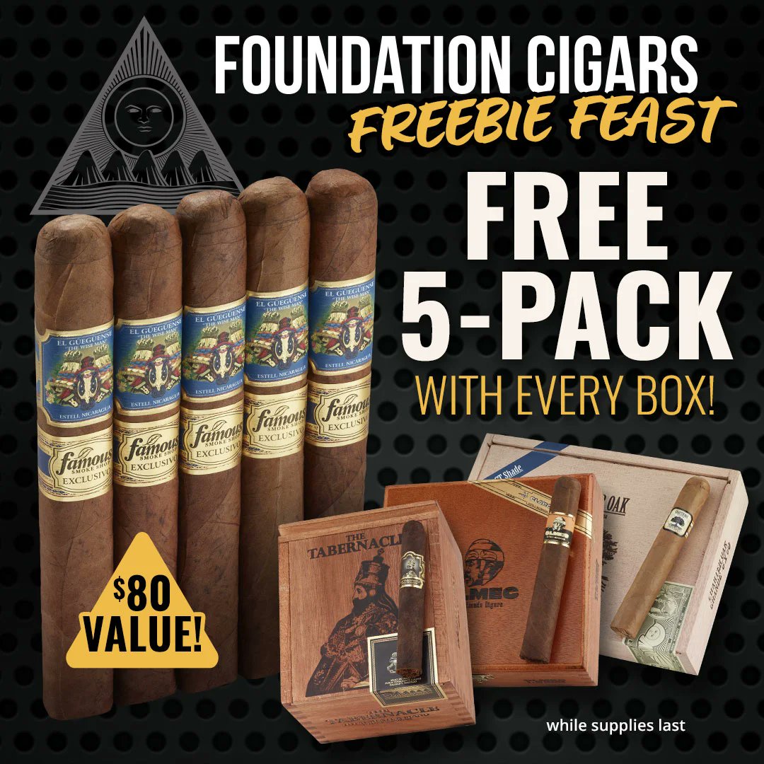 Shop Foundation Cigars and get a 5-pack for FREE ($80 value) - Shop Famous Cigars While Supplies last!

dpbolvw.net/click-10051594…
(Click Link to Activate Discount) Exclusions Apply
Find All Cigar Coupons at cigarfinder.com/coupons
Expires: 01/18/26 or While Supplies Last
Brought to