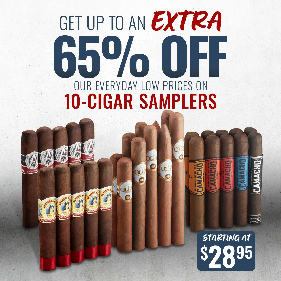 10-cigar Samplers DISCOUNTED! Shop Famous Cigars huge selection of samplers now up to 65% Off!

tkqlhce.com/click-10051594…
(Click Link to Activate Discount) Exclusions Apply
Find All Cigar Coupons at cigarfinder.com/coupons
Expires: 01/18/26 or While Supplies Last
Brought to you by
