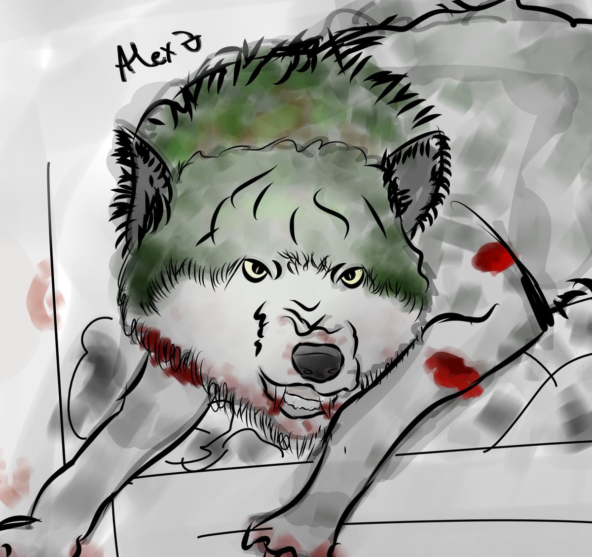 fierrowill's tweet photo. tw blood 🩸 

a violent mutt #alexfierro practice piece https://t.co/mkJsbFgHKm