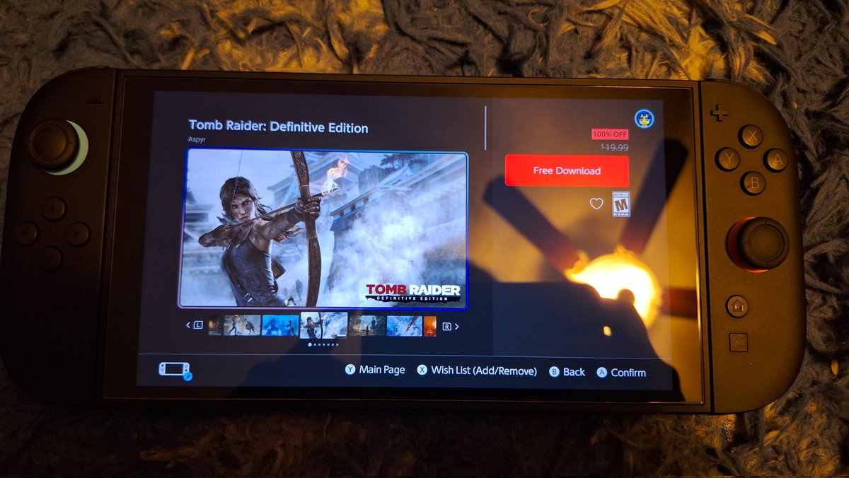 Idk if it's because I have the Switch 2 version, but uhhhhh completely free Tomb Raider on Switch!