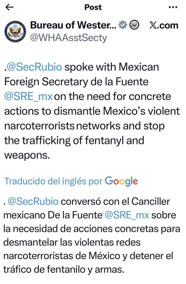 malusita76's tweet image. Como siempre el gobierno de México dice una cosa y el de EEUU otra 🙄; mientras la doñita que no tiene permitido usar la silla presidencial dice que todo es felicidad en la relación con Trump, el Departamento de Estado dijo que Marco Rubio le corrigió la plana a De La Fuente…