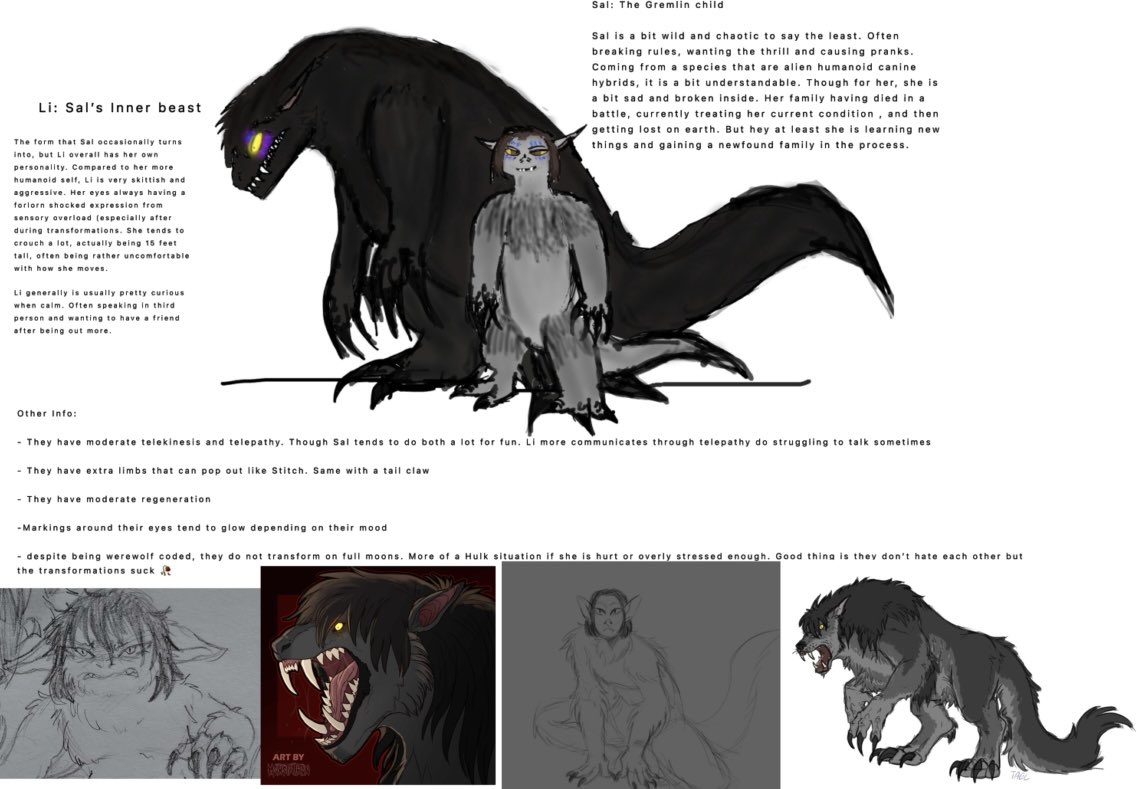 SamGoji's tweet image. Hi got a werewolf alien oc I wanna show off. I’ve posted her here before awhile back but she got a severe ref update