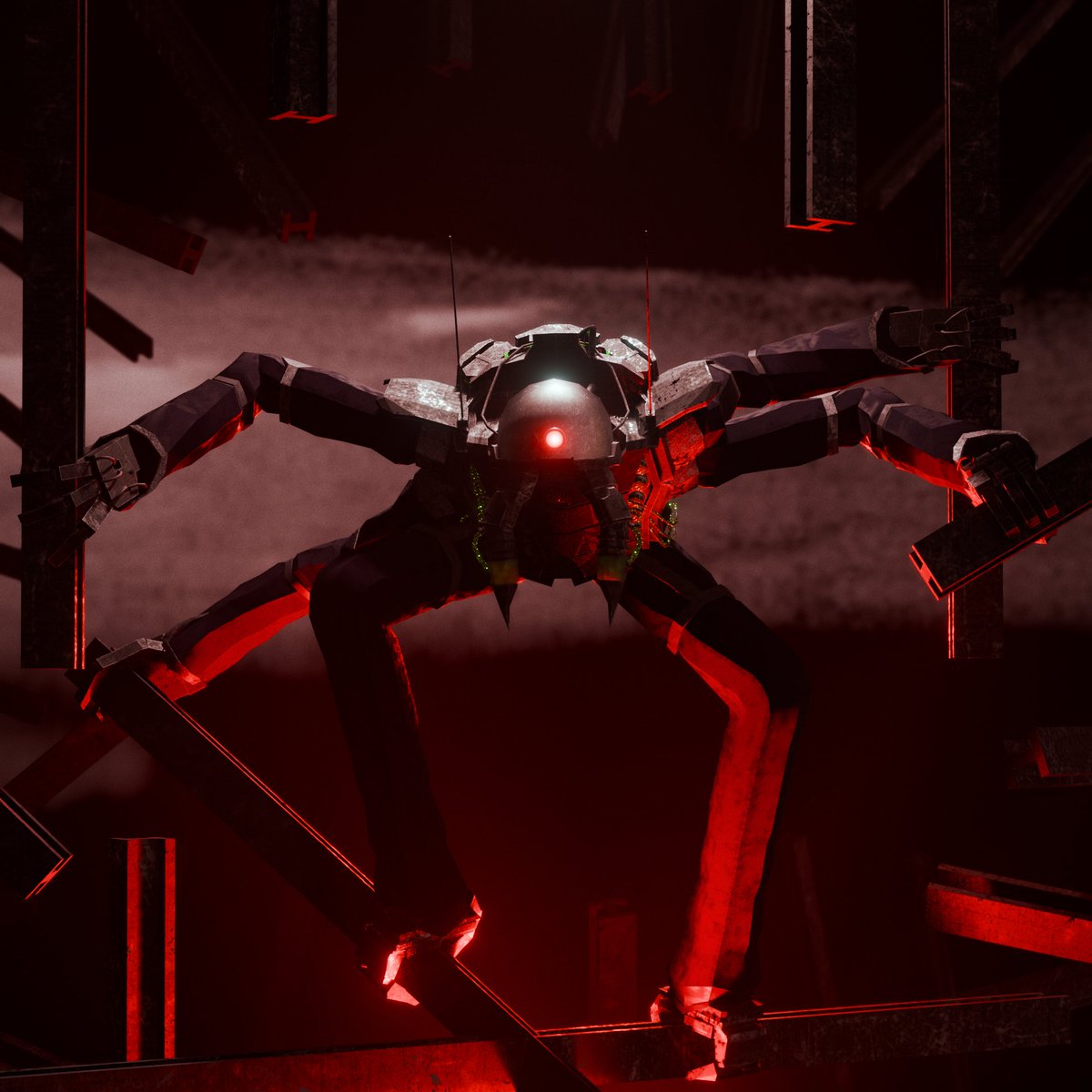 first attempt at robots, inspired on a drawing i found

#b3d #blender #lowpoly #3d