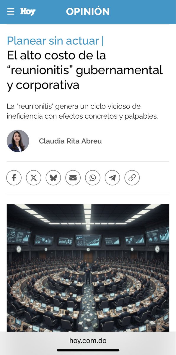 ¿Sabías que el exceso de reuniones baja la productividad y nos hace más costoso al Estado?

Este gobierno sufre de "reunionitis"... de esto y más se trata mi artículo de hoy del <a href="/PeriodicoHoy/">Periódico Hoy</a> 
👇🏼
hoy.com.do/opinion/alto-c…