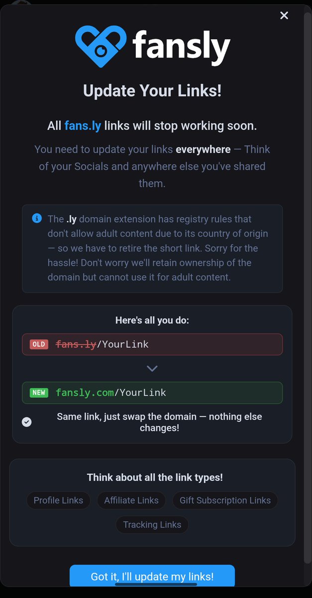 AtramentumX's tweet image. In case you all didn't see, any Funsly links that end with ".ly" need to be changed because Libya doesn't want adult content on it.