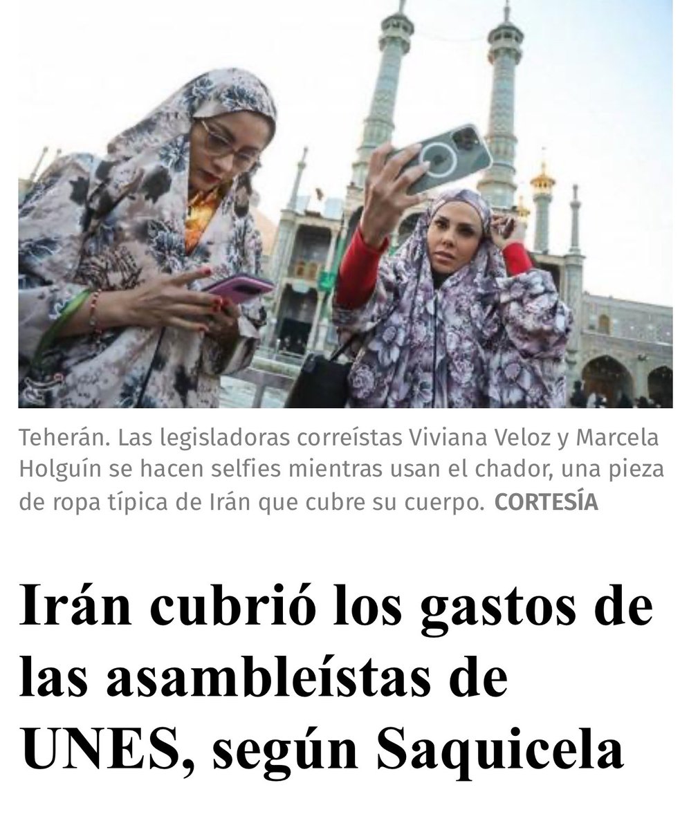 Galoecuador's tweet photo. 🛑 La sangre de Irán y la hipocresía en Ecuador

Mientras Irán hoy masacra a manifestantes, en el gobierno de @DanielNoboaOk hay una funcionaria que fue invitada y agasajada por el régimen de los ayatolás: #MarcelaHolguín.

La misma que viajó a Teherán y ahora cobra del Estado ecuatoriano.

¿Con qué cara Noboa hablará de democracia si gobierna con gente que legitimó a una dictadura?
 El correísmo trajo al presidente de Irán. Ahora sus cuadros siguen reciclados en el poder.
La represión allá y la hipocresía acá.

Recordemos: 👇