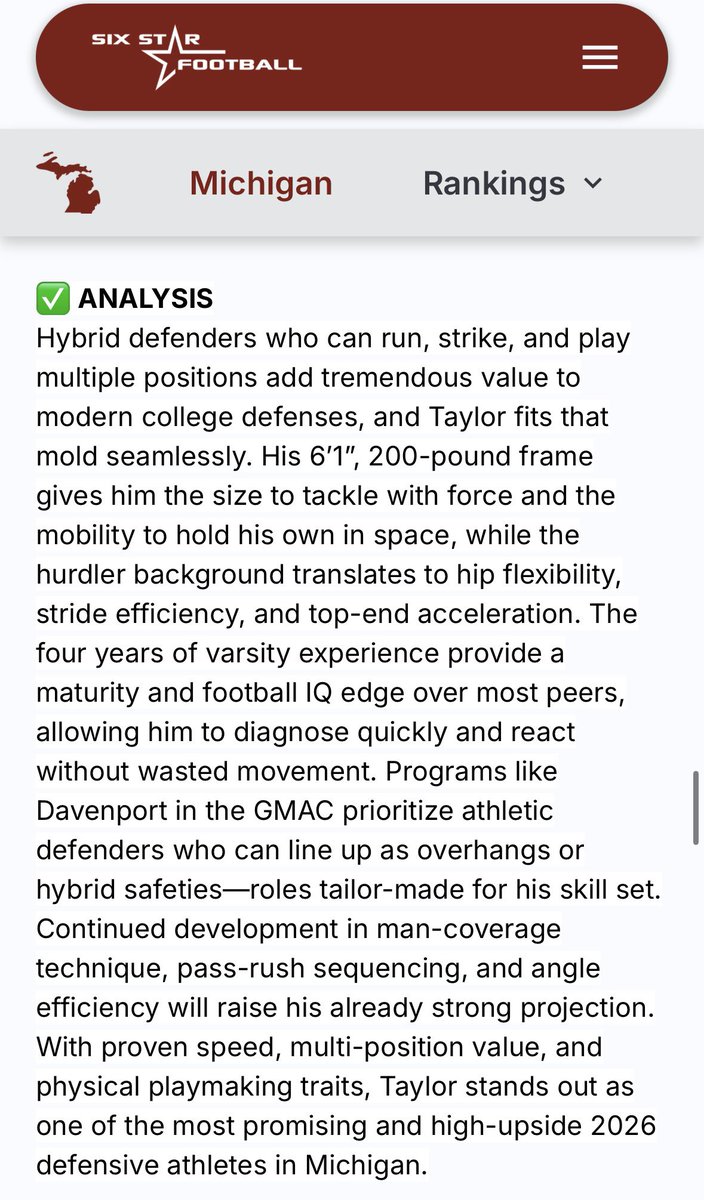 CJ_Traylor's tweet image. Huge thank you to @sixstarfootball for the write up!! 

Coaches any feedback would be appreciated!! @WO_Football1 @wopantherscoach @CoachCarsonWR