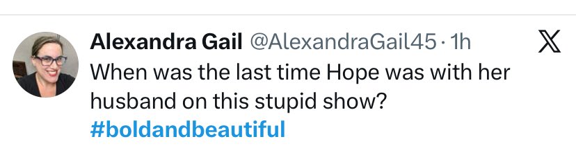 thopenation1's tweet image. It has been ONE month and two days @AlexandraGail45  but who’s counting 😂 #BoldandBeautiful