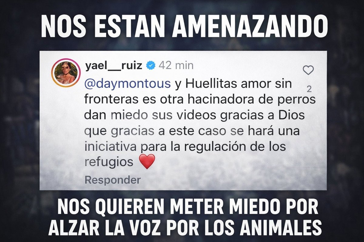 HASF_AnaSDiaz's tweet image. Por defender a los animales nos estan amenazando!!!!!

Hoy levantamos la voz desde la molestia, la indignación y el miedo real.
Con la nueva iniciativa de regulación de refugios ya comenzaron las amenazas.
Amenazas contra quienes llevamos años, décadas, ayudando animales sin…