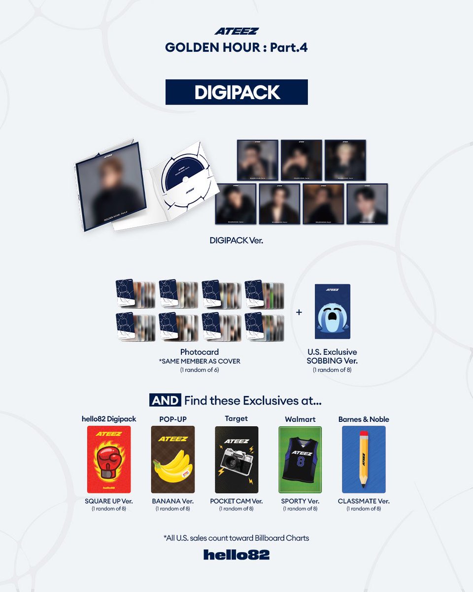 hello82official's tweet image. This golden path continues to shine bright ☀️
ATINY, secure these Exclusives and step into the 4th chapter of your GOLDEN HOUR!

PRE-ORDER ‘GOLDEN HOUR : Part.4’ NOW ⬇️
🔗 ateez.ffm.to/goldenhourpart4

*All U.S. sales count towards Billboard Charts
*Europe pre-order opening SOON!…