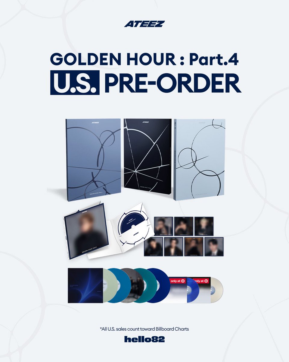 hello82official's tweet image. This golden path continues to shine bright ☀️
ATINY, secure these Exclusives and step into the 4th chapter of your GOLDEN HOUR!

PRE-ORDER ‘GOLDEN HOUR : Part.4’ NOW ⬇️
🔗 ateez.ffm.to/goldenhourpart4

*All U.S. sales count towards Billboard Charts
*Europe pre-order opening SOON!…