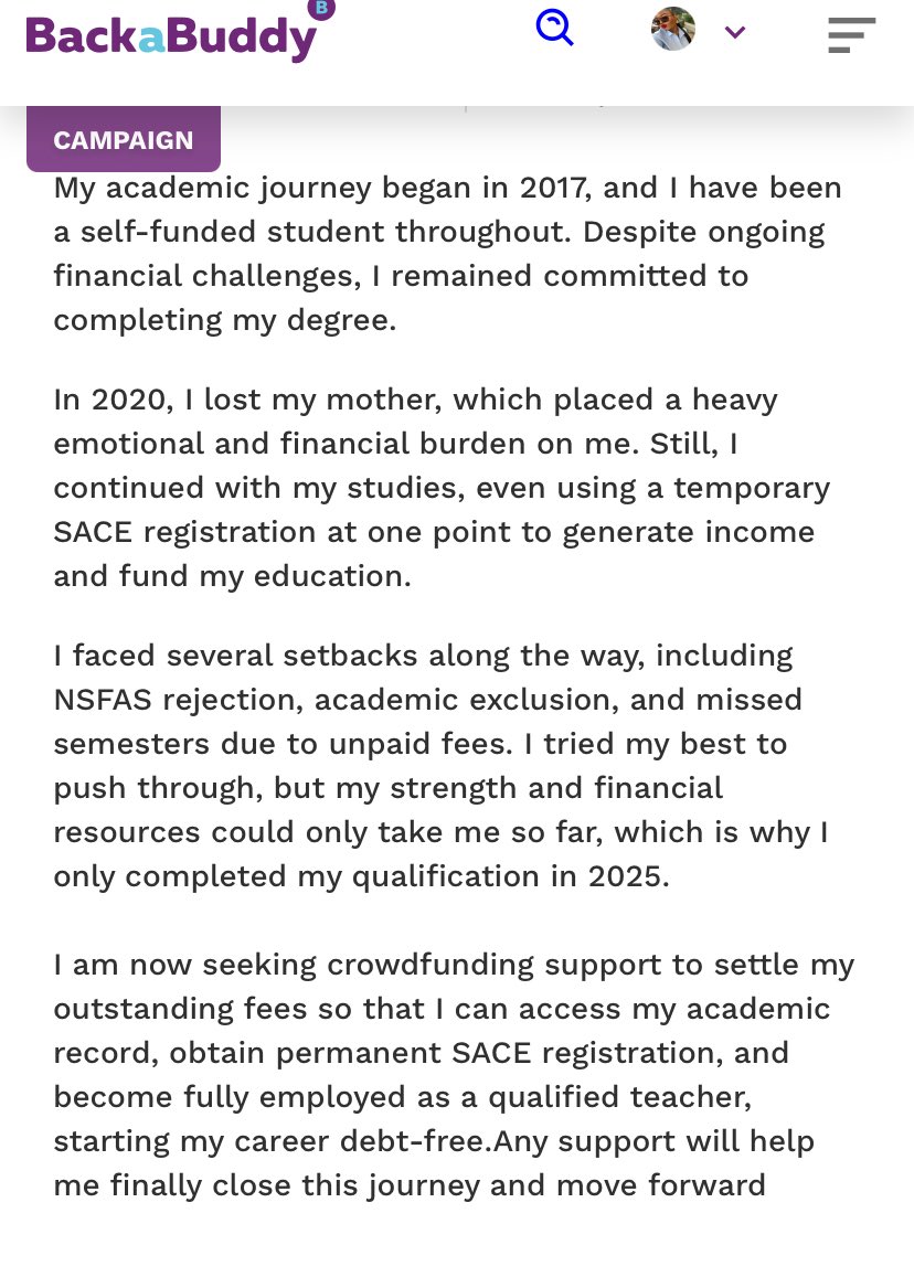 DimpledRega's tweet photo. I’ve completed my degree but need help settling outstanding fees to access my academic record and obtain permanent SACE registration. Any support or retweet will mean a lot. 🙏 

https://t.co/mbtASy9NIF https://t.co/rD8ybcPagr