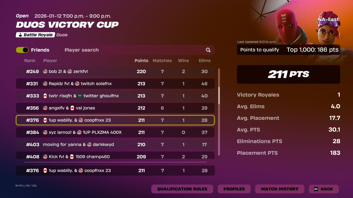 Qualed duo victory cup w Coop @OneUp_Esports