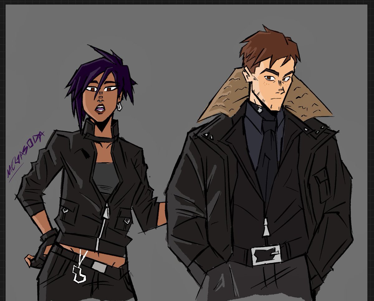 synthy_guy's tweet image. I tried, they kinda look like detectives or somethin 
#dispatch #digitalart #invisimech