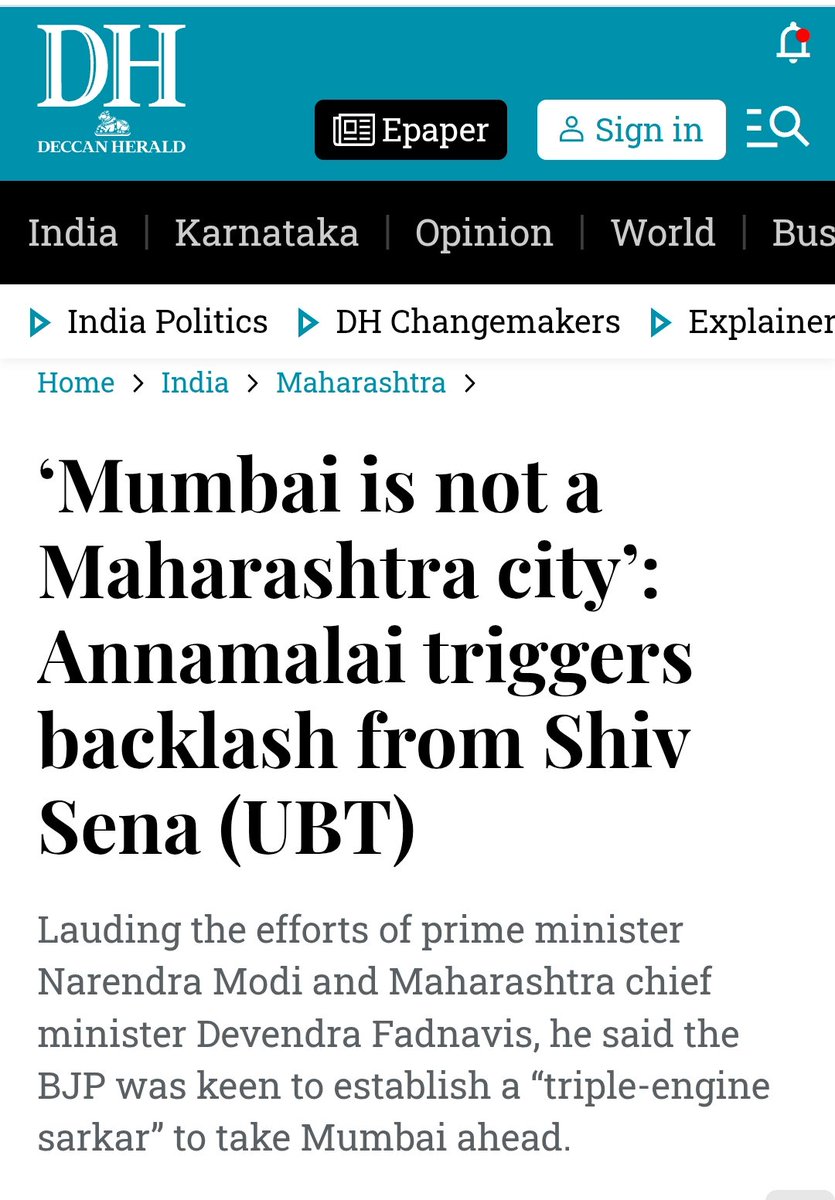 ajavgal's tweet photo. Yes, Mumbai and Bengaluru are international cities and that’s not the issue.

The issue is what comes next.
They say: “Mumbai is not a Maharashtrian city”

“Bengaluru is not a Karnataka city”
But they never say:  Mumbai is not an Indian city, Bengaluru is not an Indian city

This selective framing has only one purpose  to erase local ownership while keeping national control intact.

First, disconnect the city like Mumbai or Bengaluru from Marathis or Kannadigas.

Then, justify mass migration.

Then, claim all development credit.
Finally, push locals to the margins of their own cities.

Try saying this in Tamil Nadu, it won’t work.

To protect our cities, our language, and our future, we must learn from Tamil Nadu and support state-centric politics.

@annamalai_k