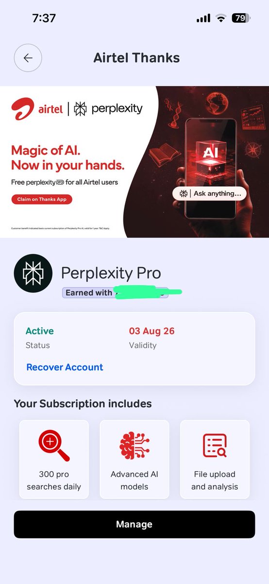 deepak_kimola's tweet photo. @perplexity_ai @Airtel @airtelindia Why is my FREE 12-month Perplexity Pro (via Airtel ₹943 100mbps broadband) PAUSED? Demanding credit card for “verification” on a ZERO-cost perk worth ₹17k—until Aug 3 ’26! Indian users blocked? Unfair  #PerplexityPro #AirtelThanks https://t.co/UKww9ZZ0vr