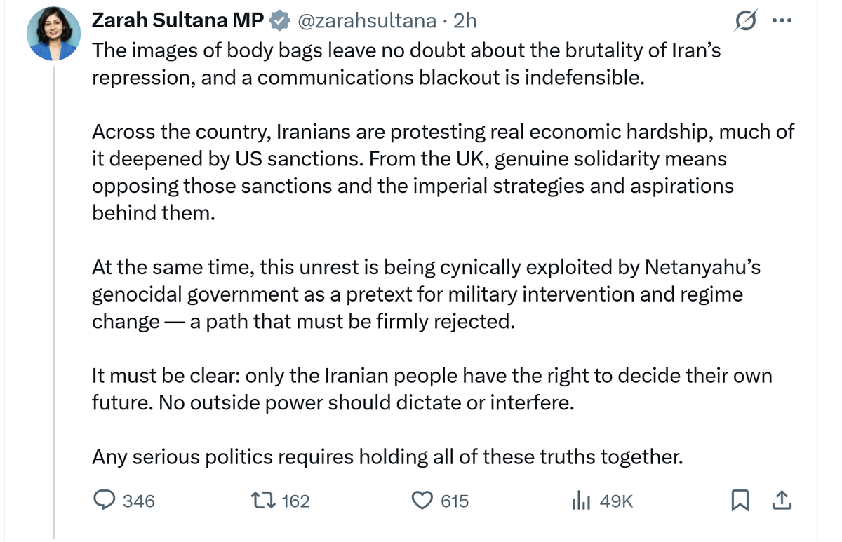 Oh, Zarah, you should've listened to mummy: you can't have your cake and eat it, too. #Iran #IranRevolution2026 #IranProtests #IranRevolution
