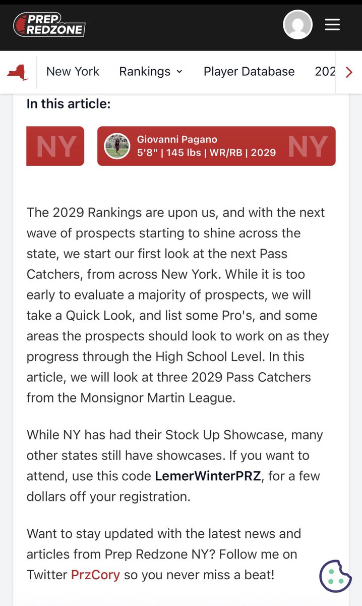 GPagano15's tweet photo. Thank you @PRZcory for the write up. Can’t wait to get back on the field again. @CoachKeighron @SJCIfootball https://t.co/jxr1YovxPa