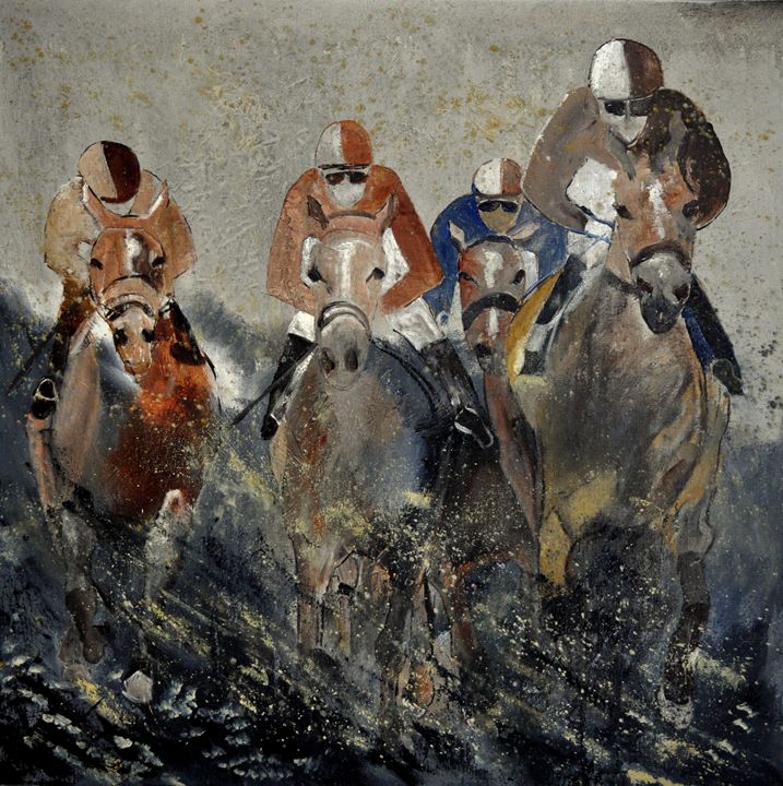 pledent's tweet image. Art of the Day! "Horse race 4110". Buy at: ArtPal.com/ledent?i=28-259