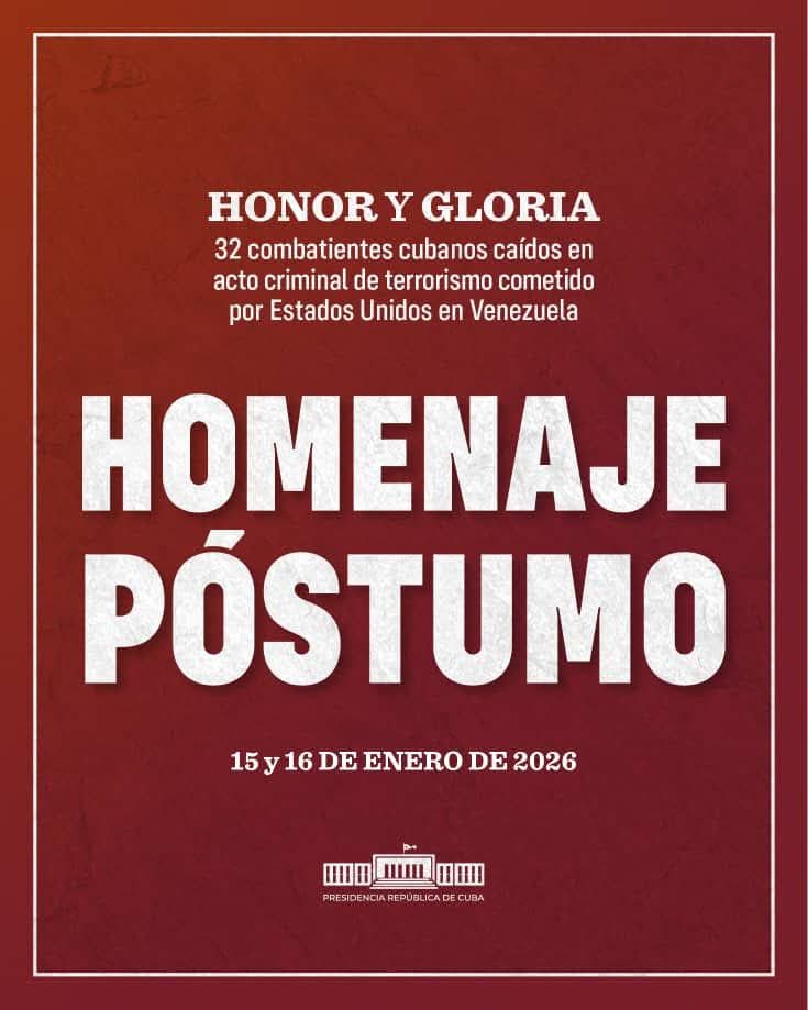 Entre los 32 héroes cubanos caídos en el criminal ataque imperialista contra #Venezuela, muchos rostros jóvenes brillan con el valor de una generación entera. Su sacrificio no será en vano. Este jueves y viernes, estaremos en el homenaje. ¡Por ellos y por la Patria! #HonorYGloria