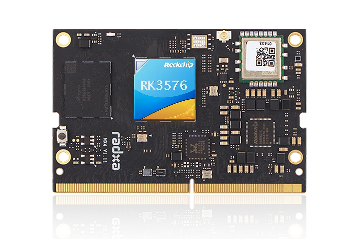 cnxsoft's tweet photo. Rockchip RK3576J 260-pin SO-DIMM industrial system-on-module and carrier board
https://t.co/Bjpg3VEHPI

@RadxaComputer NX4 SoM features the Rockchip RK3576(J) octa-core Cortex-A72/A53 industrial SoC with a 6 TOPS NPU for edge AI workloads, supports up to 16GB LPDDR5 memory, up to 256GB eMMC 5.1 flash, or up to 1TB UFS 2.0 storage.

It's compatible with the company's NX4 IO carrier board featuring HDMI video output, two 4-lane MIPI CSI camera interfaces, four USB 3.2 Type-A ports, one USB 3.2 Type-C port, Gigabit Ethernet with optional PoE, and an M.2 M-key 2280 slot for storage, along with various I/Os.

Software support includes Debian Linux, the Yocto Project, Buildroot, and Android 14.