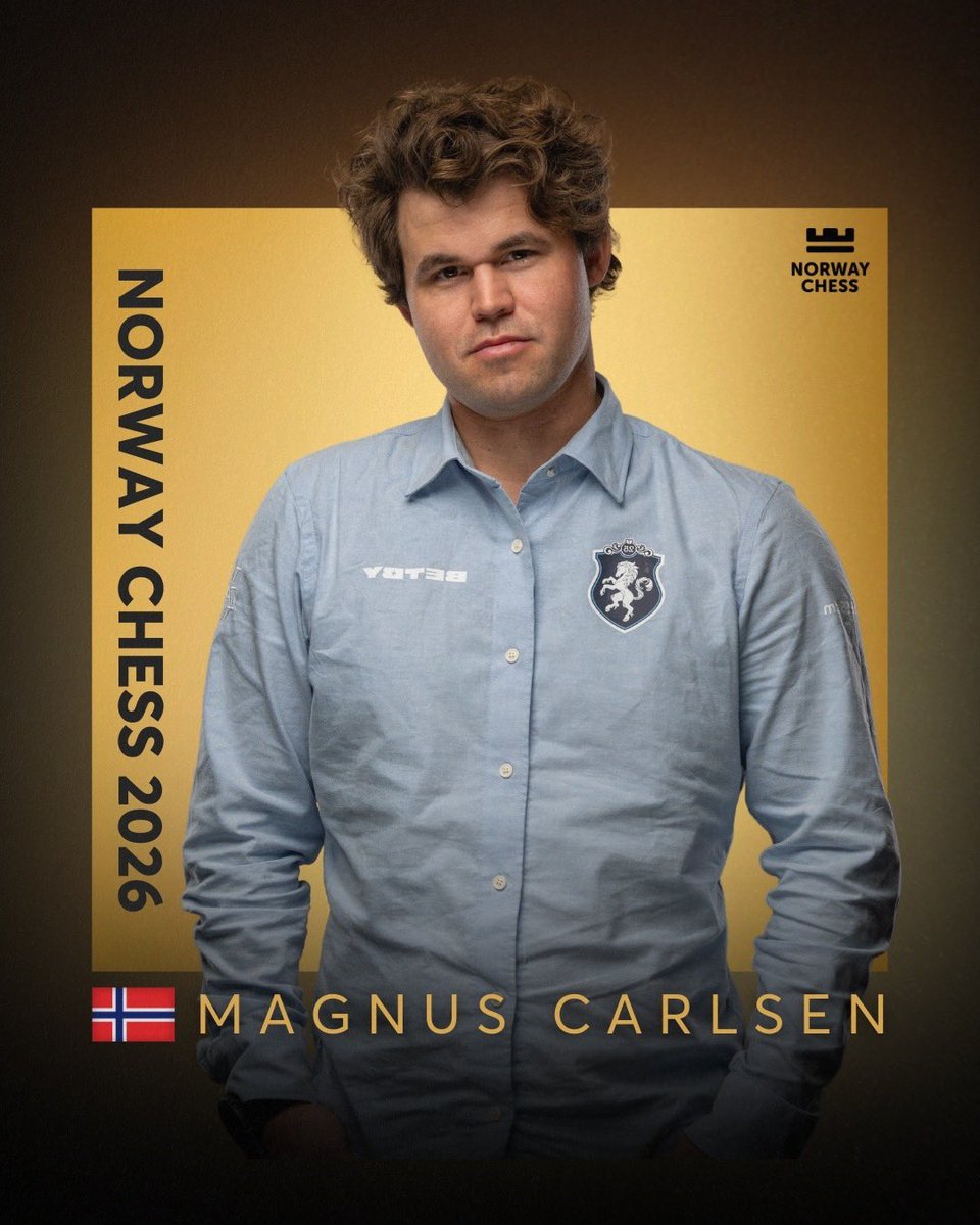 NorwayChess's tweet photo. First name confirmed for the Norway Chess 2026 lineup 🔥♟️

None other than Magnus Carlsen 🇳🇴 - the World No. 1.

Since the tournament began in 2013, he has played every single edition, the only player to do so, and has already claimed seven Norway Chess titles.

World No. 1 since July 2011, Magnus is a 5-time World Champion in classical chess, the reigning 6-time World Rapid Champion, and the reigning 9-time World Blitz Champion. A total of 20 World Titles 🤯🏆

Will he claim his eighth Norway Chess title this year?

When? 🗓️ May 25–June 5, 2026
Where? 📍 Deichman Bjørvika, Oslo

📷 Norway Chess / Tor Nilssen & Kjetil V. Tveito

#NorwayChess