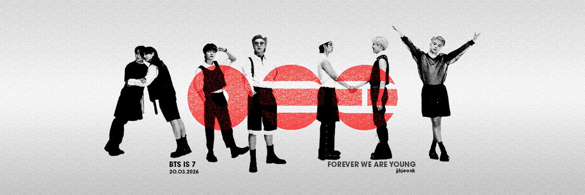 jjkjeonk_'s tweet image. Forever we are young
BTS is here! ★ 

Header for twt/discord
(feel free to use it whenever you want!)
#BTSComeback2026