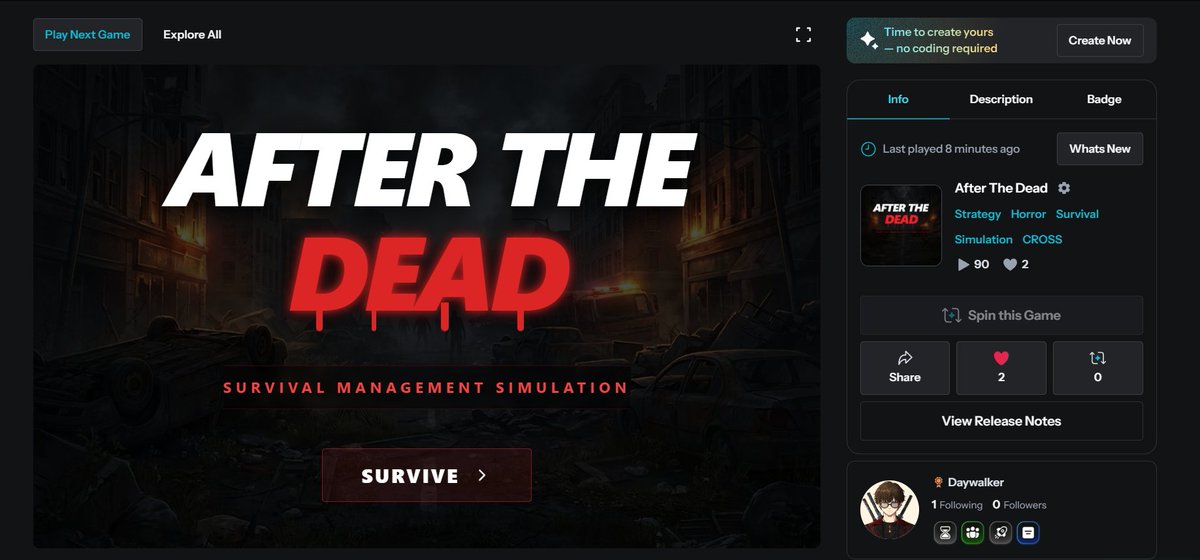 d4ywalked's tweet image. GM! This is the final push for the @Verse_Eight ×@crosswave_xyz Game Jam Event. @henrychang10000
And to everyone who supported and played my game: THANK YOU. The numbers may not be huge, but I’m truly grateful for every single one of you ❤️ #CROSSForge #Verse8 #crosswave