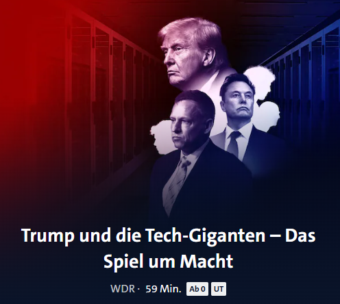 Gestern lief eine spannende Doku zu Trump und den Tech-Giganten im TV. Unter anderem auch zu Peter #Thiel, bei dem #Dobrindt gerade #Palantir kauft. Achtet auf eure Daten!
ardmediathek.de/film/trump-und…
