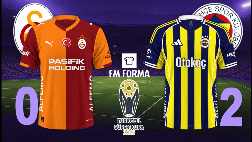FmForma's tweet image. 🏆Türkcell Süper Kupa
🗓10.01.2026
⏱18:45
📅Final
🏟Atatürk Olimpiyat Stadyumu
⚽️#Galatasaray 0️⃣🆚#Fenerbahçe 2️⃣