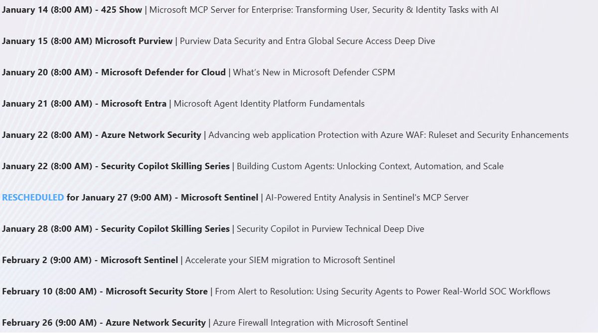 Microsoft Security Webinars with Microsoft Product Groups in January-February 2026

techcommunity.microsoft.com/blog/microsoft…

Registration

forms.office.com/pages/response…