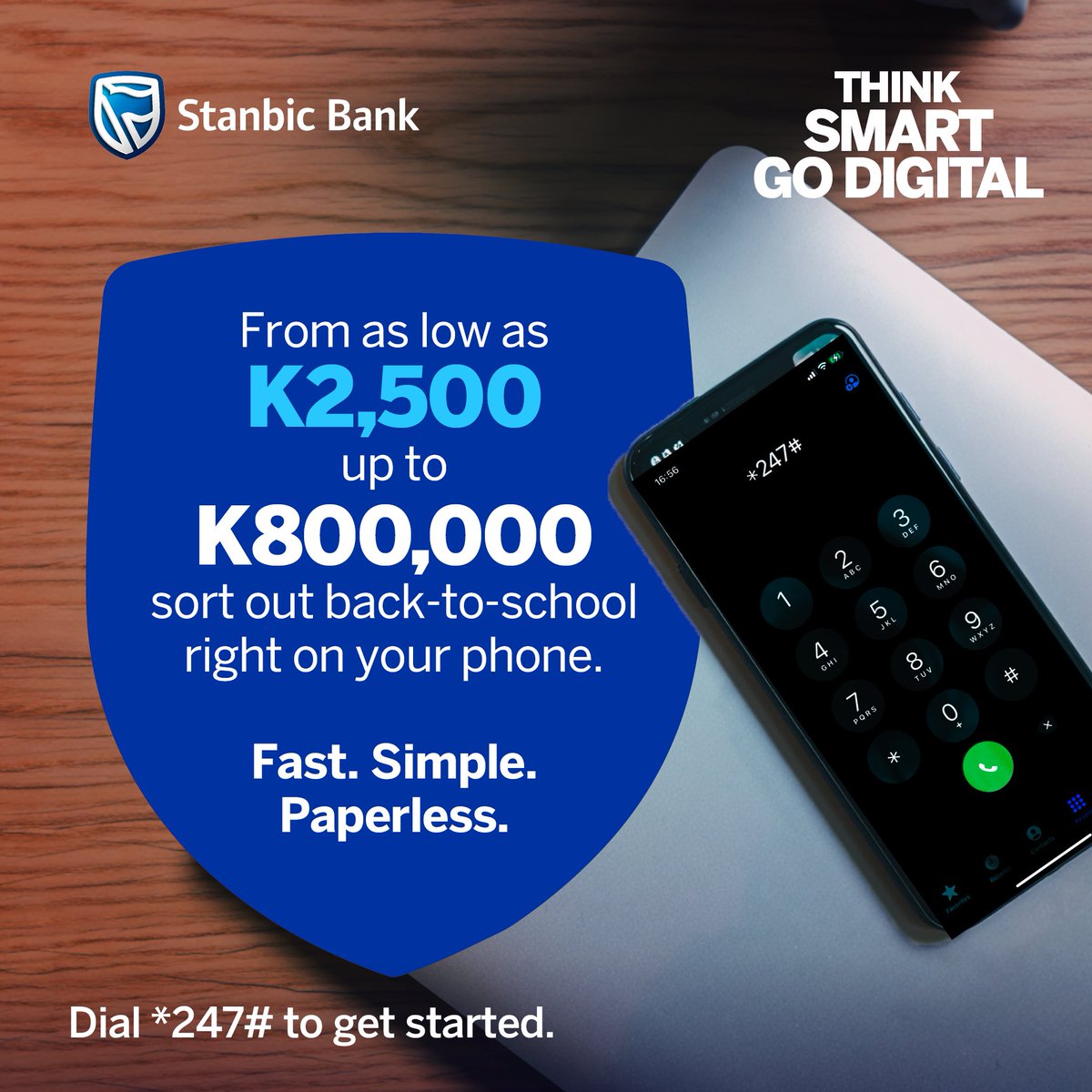 StanbicBankZM's tweet photo. Still sorting out school finances?
Your Stanbic Digital Loan is only a few taps away. Dial *247# to know your offer.
Instant access. Zero stress.
#StanbicBank #ThinkSmartGoDigital #BackToSchool https://t.co/7sC9yR8Rmz
