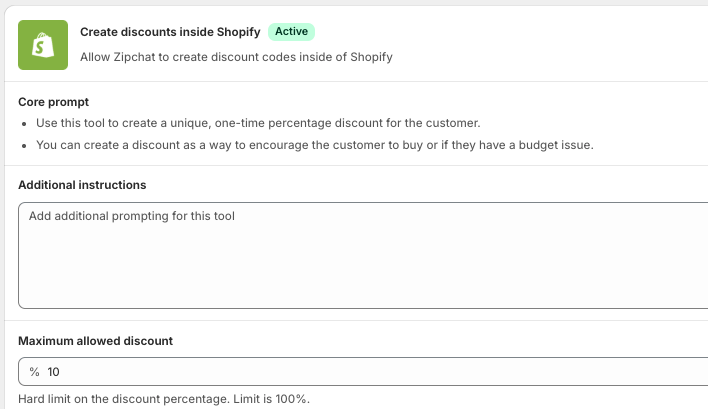CarloBellati's tweet photo. @Shopify + @ZipchatAI to make things really AGENTIC now.
Prompt: "If a visitor expresses hesitation about completing a purchase, you may offer to generate a Shopify discount code of up to 10% to help close the sale."
#shopify #conversational #commerce https://t.co/cJ9XBf9Aze